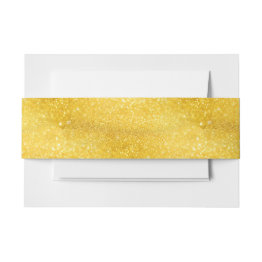 Small Pure Gold Sparkles Pattern + Your Text / Photo Invitation Belly Band Front View