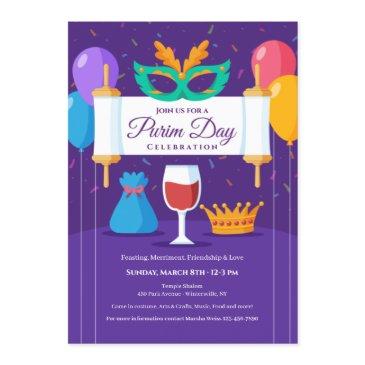 purim day celebration invitation/announcement invitation