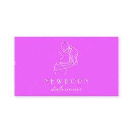 Small Purple Baby Coach New Born Doulas Childcar Business Invitations Front View