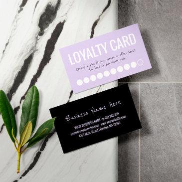purple black white ten visits loyalty punch invitations