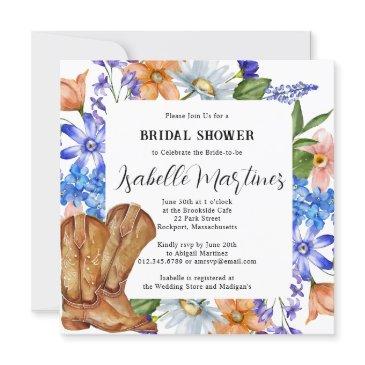 purple blue pink wildflower floral bridal shower invitation