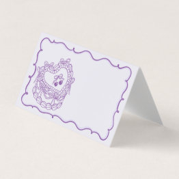 Small Purple Bow Coquette Cake Bachelorette Place Invitations Front View