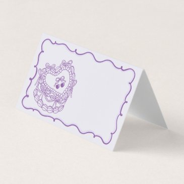 purple bow coquette cake bachelorette place invitations