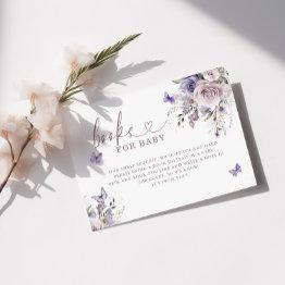 Small Purple Butterfly Baby Shower Books For Baby Enclosure Invitations Front View