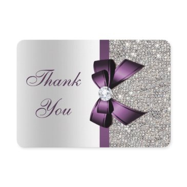purple faux bow silver sequins diamond thank you