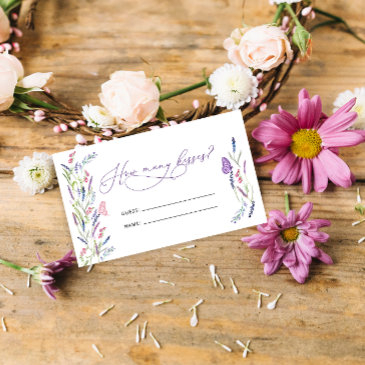 purple floral lavender how many kisses game enclosure invitations