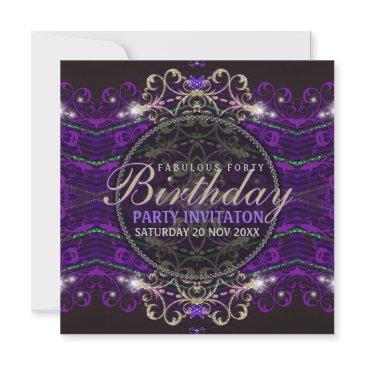 purple goth deco lace fabulous 40 party invitation