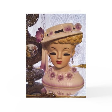 purple lady head vase flowers perfume bottle invitations