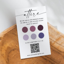 Small Purple Lilac Wedding Attire Dress Code Palette Qr Enclosure Invitations Front View