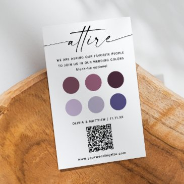 purple lilac wedding attire dress code palette qr enclosure invitations