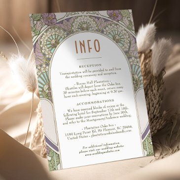 purple lilac wedding insert info vintage nouveau invitation