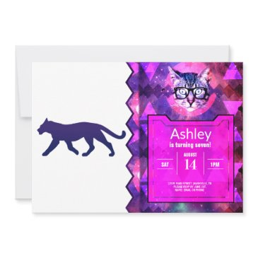 purple panther silhouette - choose background colo invitation
