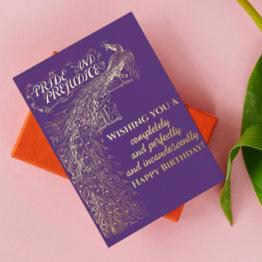 Small Purple Pride And Prejudice Happy Birthday Foil Holiday Postinvitations Front View