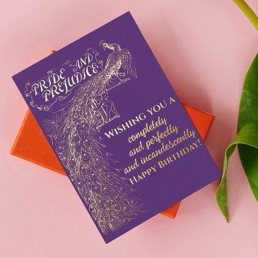 purple pride and prejudice happy birthday foil holiday postinvitations