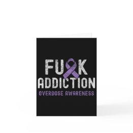 Small Purple Ribbon Fck Addiction Overdose Awareness Invitations Front View