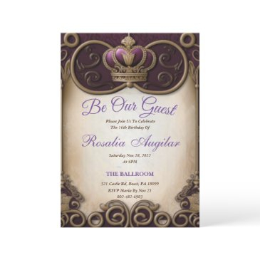 purple royalty sweet 16 invitations