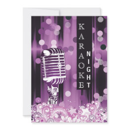 Small Purple Sweet 16 Karaoke Night Party Invitation Front View