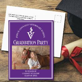 Small Purple Veterinary School Photo Graduation Party Invitation Postinvitations Front View