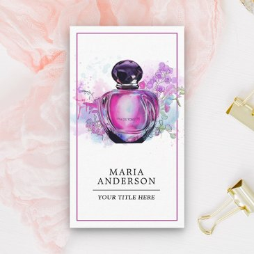 purple watercolor perfume bottle business invitations