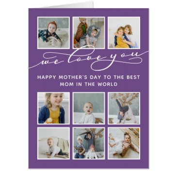 purple we love you mother's day photo collage big invitations