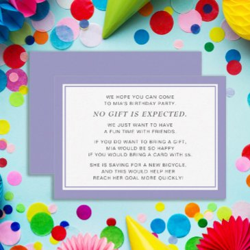 purple white fiver 5 dollar birthday party  enclosure invitations