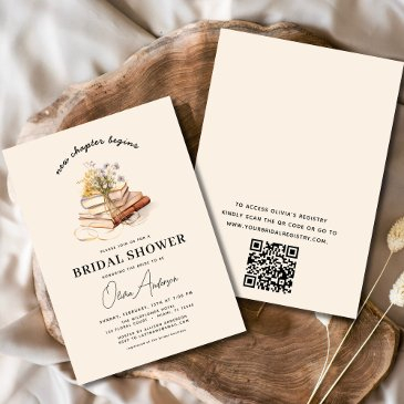 qr code book new chapter begins bridal shower invitation
