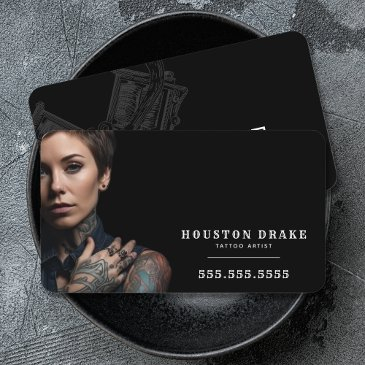 qr code custom artwork vintage black tattoo artist business invitations