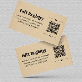 Small Qr Code Gift Registry Invitations Insert Front View