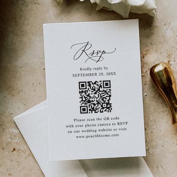 qr code modern minimalistic black & white wedding rsvp invitations