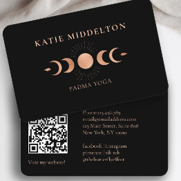 Small Qr Code- Moon Yoga Reiki Wellness Business Invitations Front View