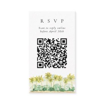 qr code online beach palm trees website rsvp enclosure invitations