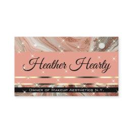 Small Qr Code Template Luxury Marbled Glitter Peach  Business Invitations Front View