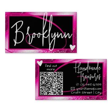 qr code template stylish girly pink frame heart business invitations