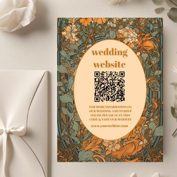qr code terracotta floral art nouveau wedding enclosure invitations