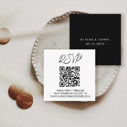 Small Qr Code Wedding Rsvp Wedding Website Enclosure Invitations Front View