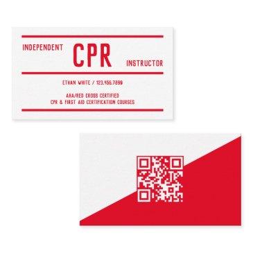 qr cpr training & first aid instructor business invitations