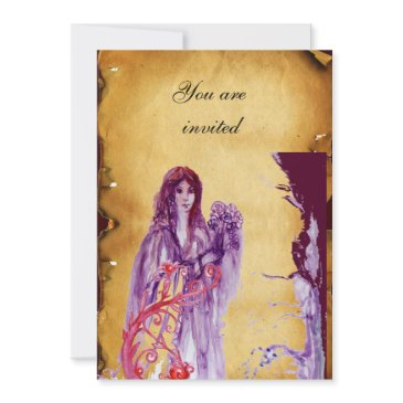 queen guinevere, brown parchment invitation