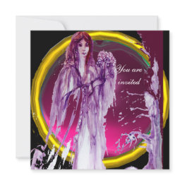Small Queen Guinevere Purple White Yellow Black Invitation Front View