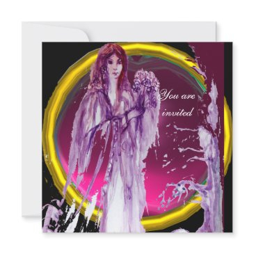 queen guinevere purple white yellow black invitation