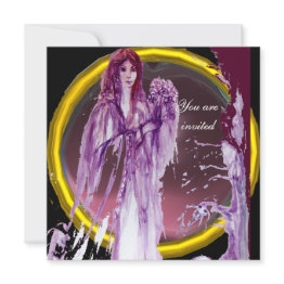 Small Queen Guinevere Purple Yellow White Invitation Front View