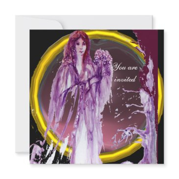 queen guinevere purple yellow white invitation