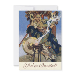 Small Queen Maeve Warrior Princess Fantasy Art Invitation Front View