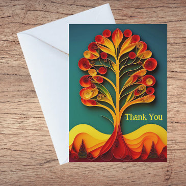 quilling orange tree autumn illustration thank you holiday invitations