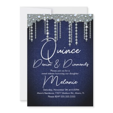 quince denim diamonds gem pearls chic invitation