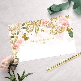Small Quinceanera Blush Pink Butterfly Floral Enclosure Invitations Front View