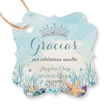 quinceañera under the sea beach ocean birthday favor tags