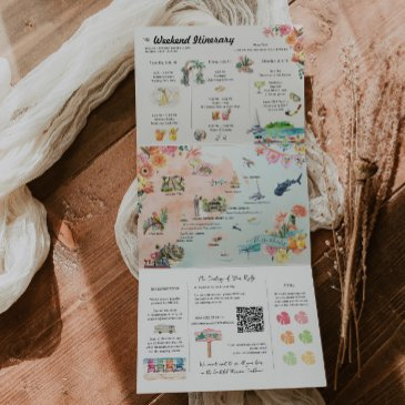 quintana roo | mexico itinerary map tri-fold invitation