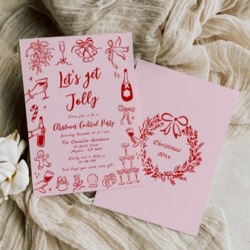 quirky christmas cocktail party invitation doodle
