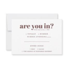 Small Quirky Fun Wedding Rsvp | 70s Typography Announcement Front View