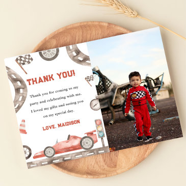 race car birthday party photo thank you invitations